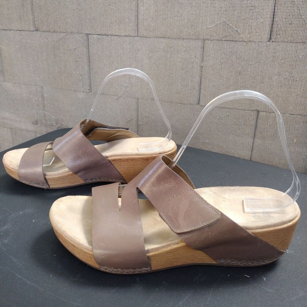 Dansko Womens Leather Cutout Wedges Sandals Lacee Size EUR 38 US 7.5-8 Taupe